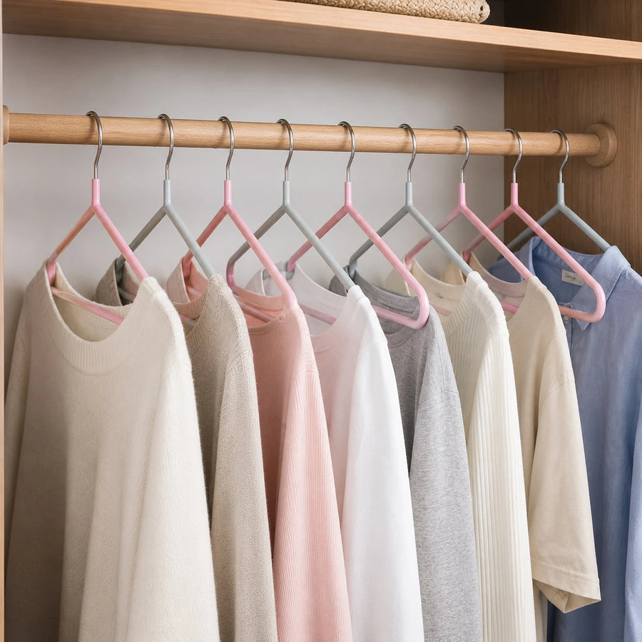 8 PCS Iron Clothes Hangers with Plastic Cover Heavy Duty Metal Wardrobe Hangers Non Slip Rust Resistant