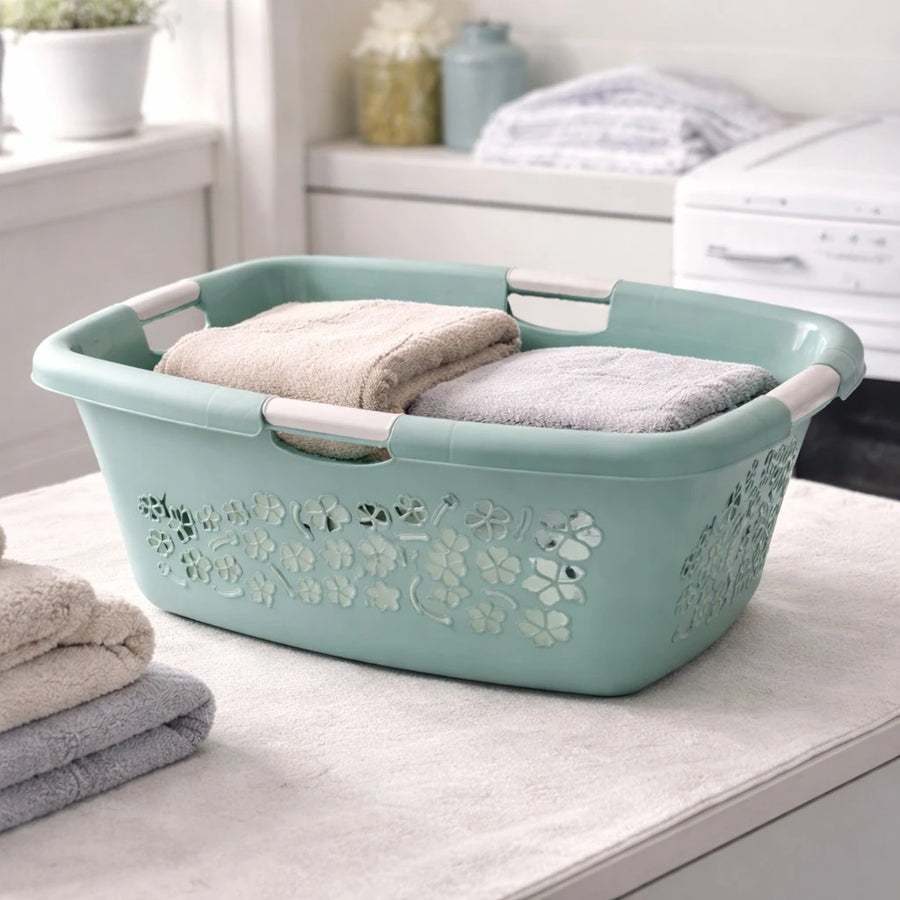 Rotho Swiss Laundry Basket Plastic Storage Basket Clothes Organizer Durable Ventilated Design