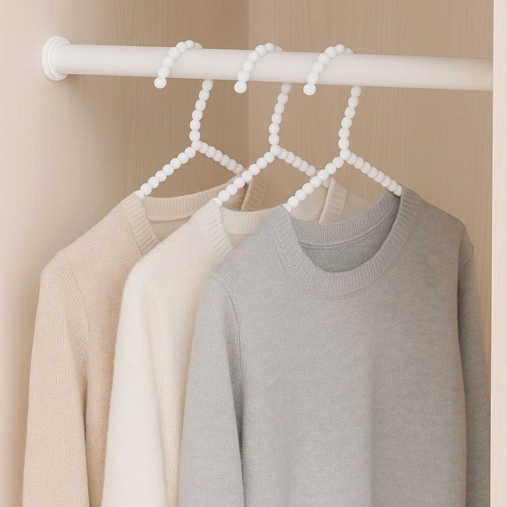White Beaded Plastic Hanger  40 cm Set of 3
