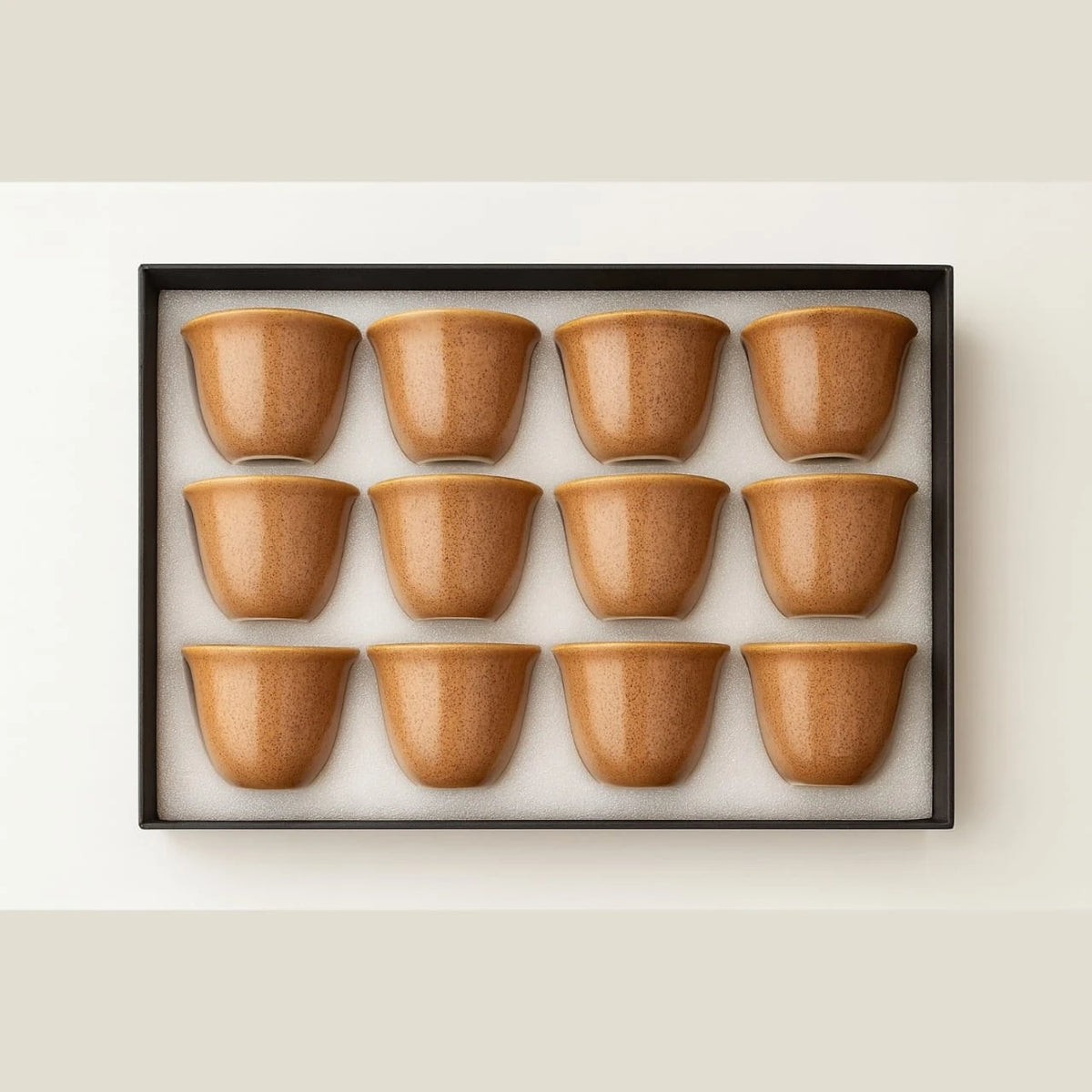 12 Piece Beige Ceramic Arabic Coffee Espresso Cup Set