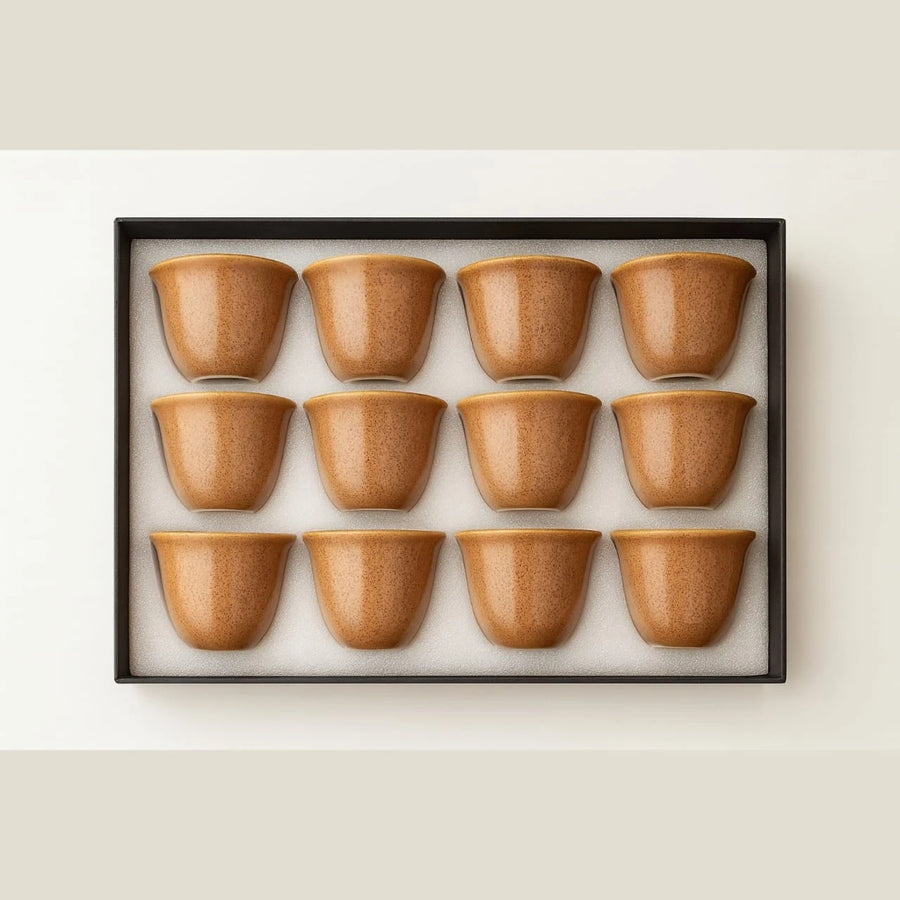 12 Piece Beige Ceramic Arabic Coffee Espresso Cup Set