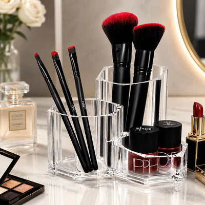 Acrylic Makeup Organizer Cosmetic Brush Holder Lipstick Storage Vanity Organizer Set