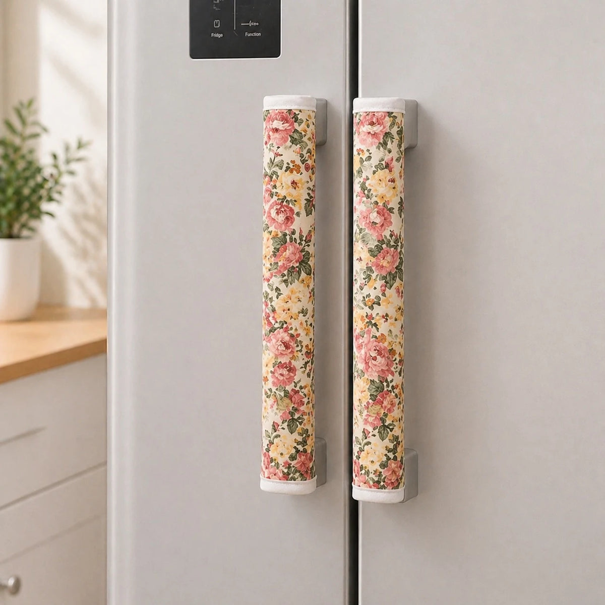 Fridge Handle Covers Set of 2 Soft Padded Washable Kitchen Door Handle Protectors Floral Checkered Assorted Designs - Image 4