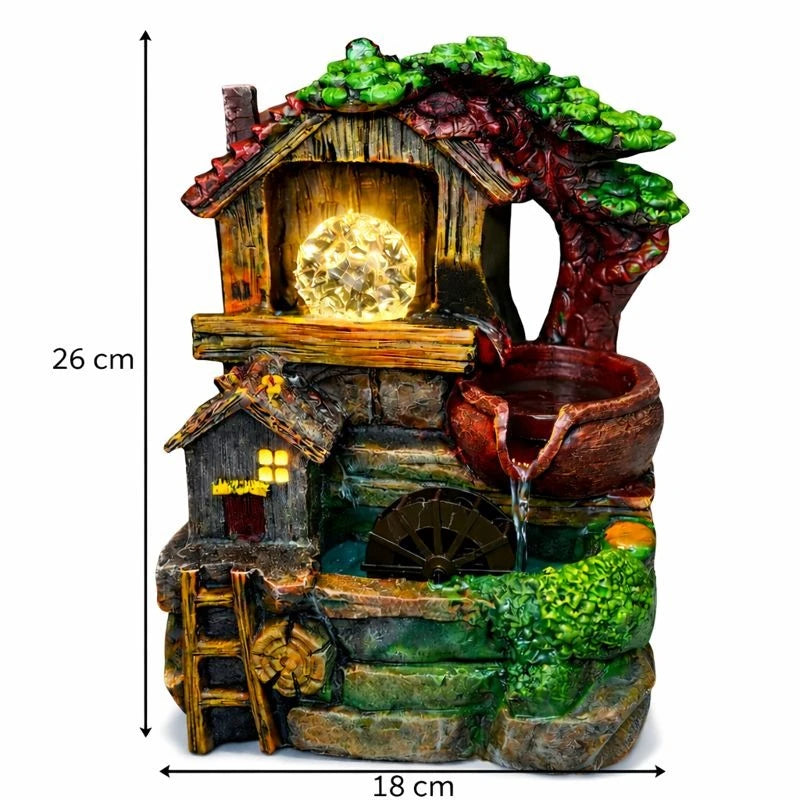 Big Indoor Tabletop Water Fountain LED Crystal Ball Polyresin Home Decor Showpiece