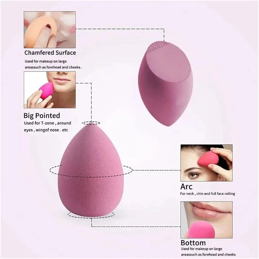 4 Piece Makeup Brush and Sponge Set with Foundation Brush Mushroom Puff and Storage Box