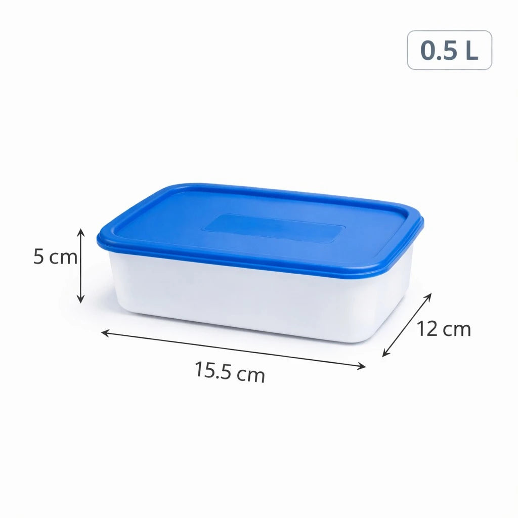 Food Storage Containers Set 4 Pieces 0.5L Rectangular Meal Prep Boxes Stackable Kitchen Freezer Fridge Organizer
