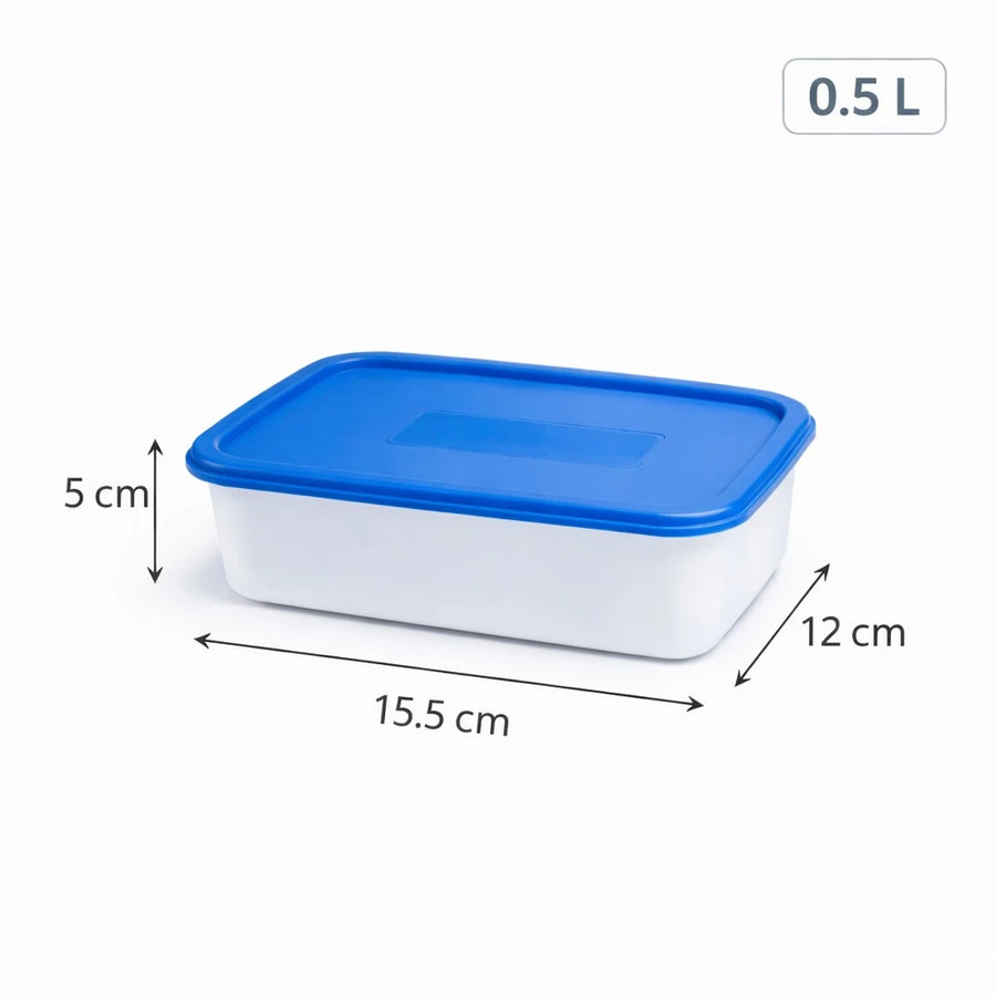 Food Storage Containers Set 4 Pieces 0.5L Rectangular Meal Prep Boxes Stackable Kitchen Freezer Fridge Organizer
