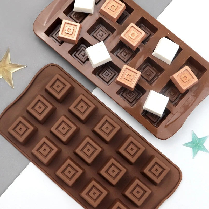 Square Silicone Chocolate Mould – 15 Cavities
