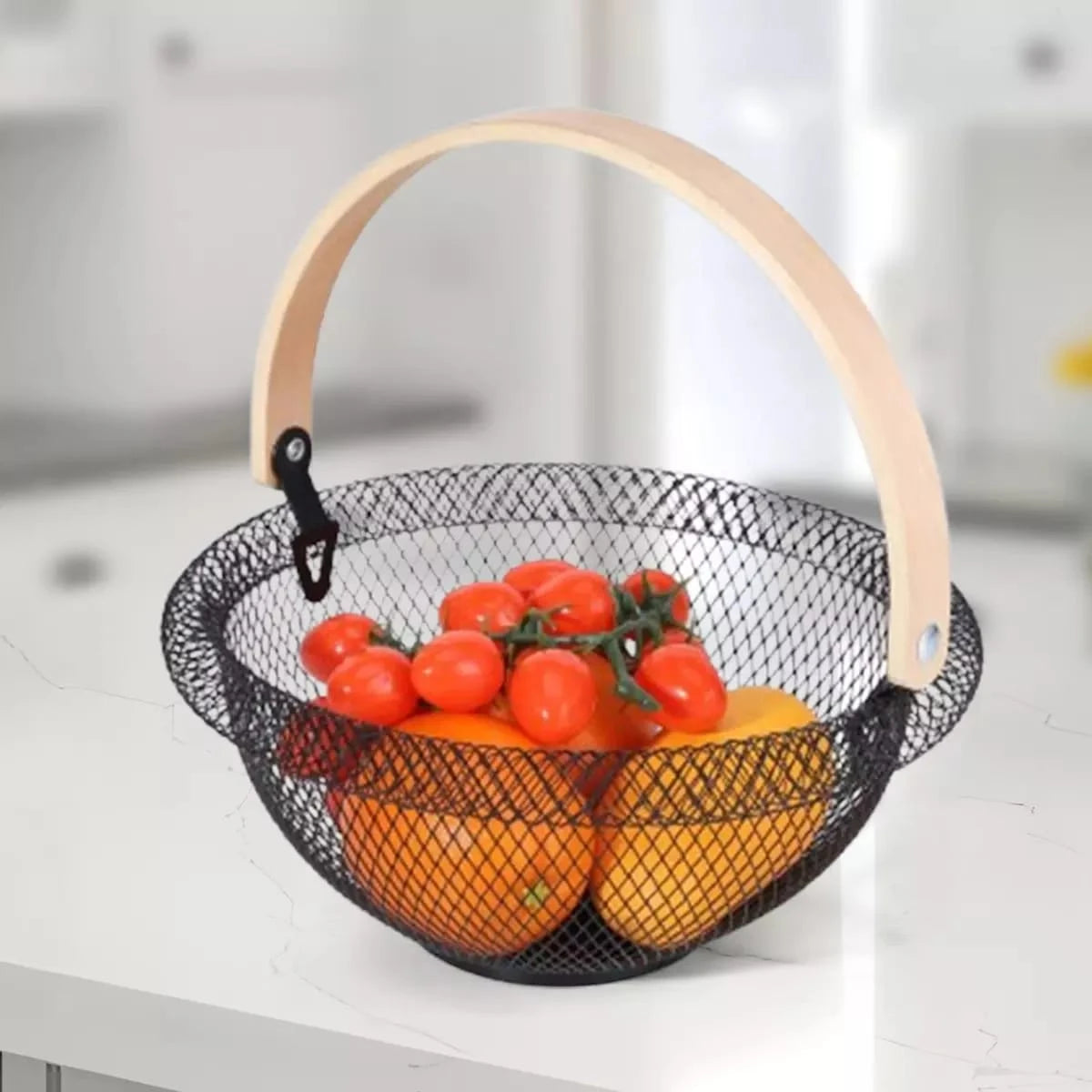 Round Mesh Wire Fruit Basket - Image 1