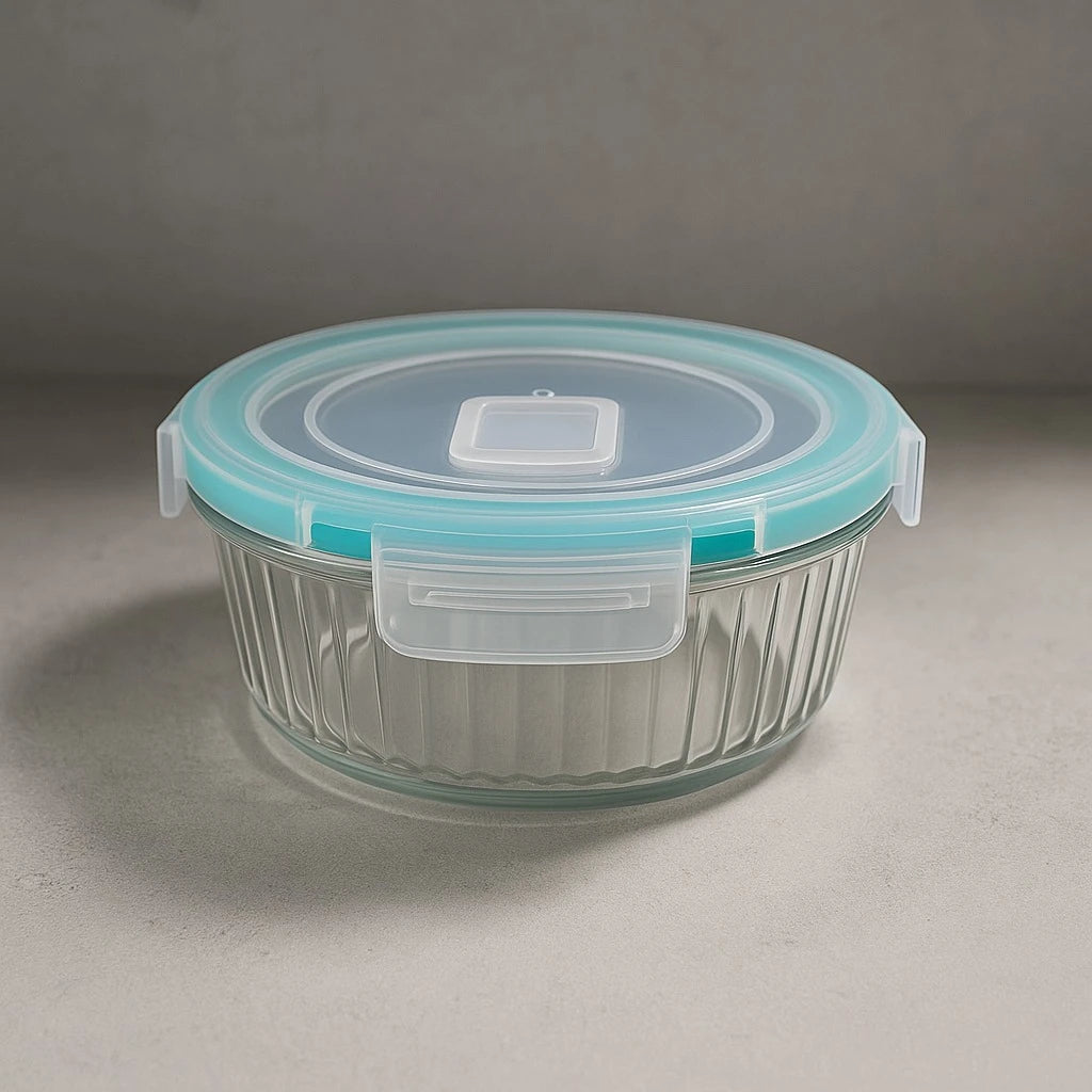 3 Piece Round Glass Food Container Set Food Storage Bowls with Lids for Kitchen Pantry Refrigerator and Meal Prep