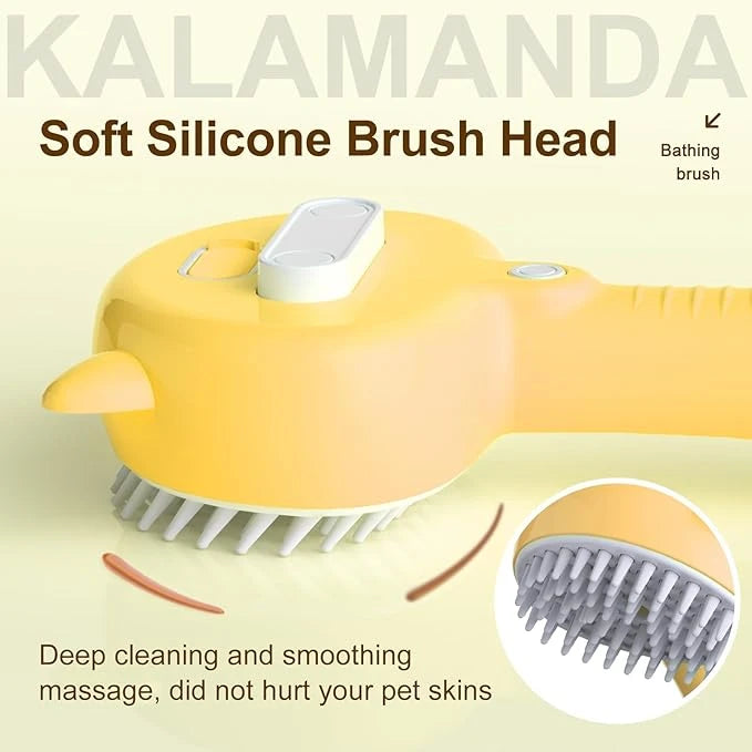 3-in-1 Pet Steam Grooming Brush with Detangling and Self-Cleaning Function for Cats and Dogs