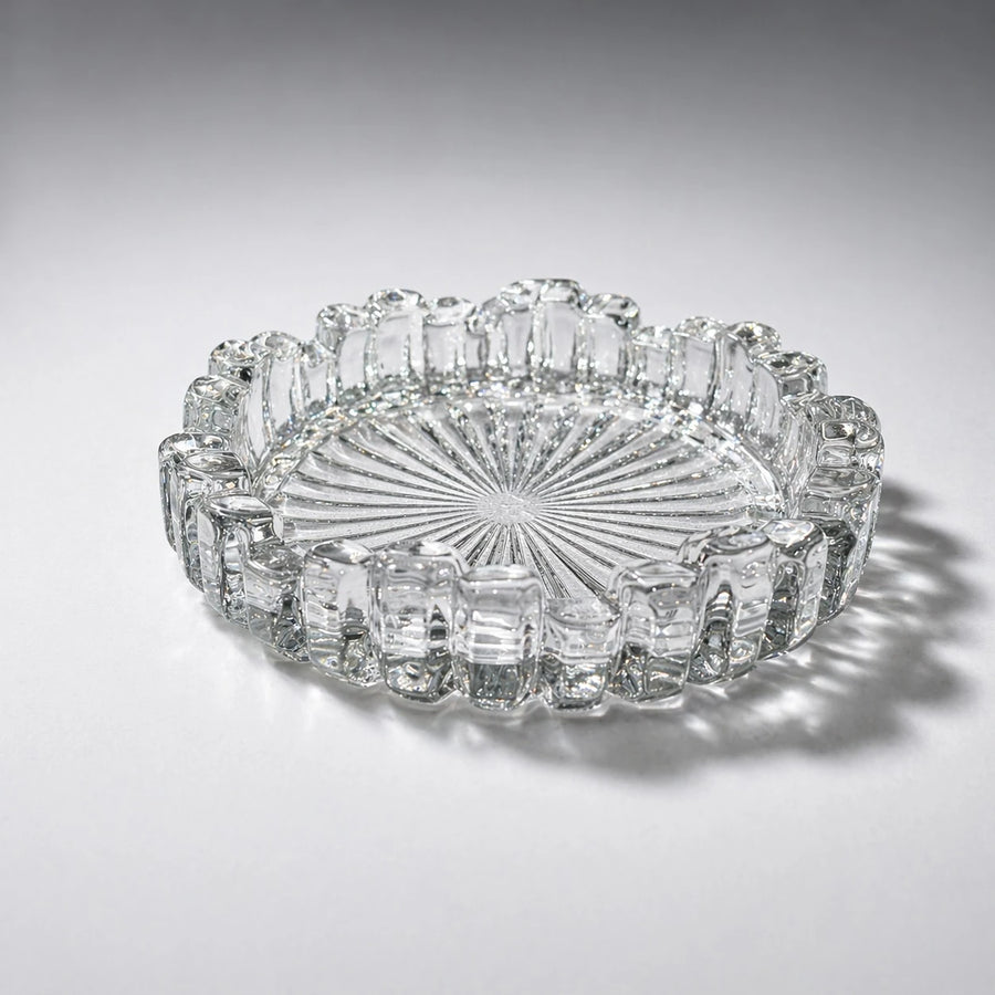 Milan City Glass Crystal Ashtray Round Clear Decorative Cigarette Ash Holder Table Ashtray Heavy Glass Smoking Ashtray Home Office Outdoor 16 5 cm