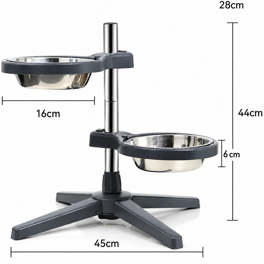 Adjustable Elevated Pet Bowl Stand 44 x 45 cm