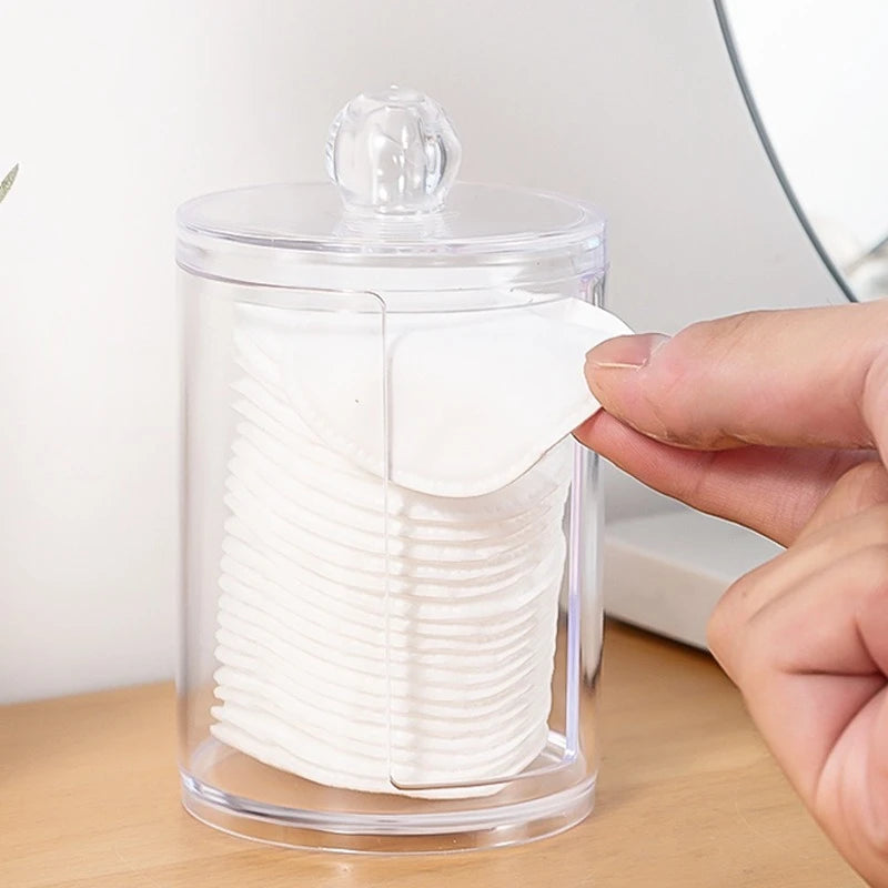 2 in 1 Clear Cotton Swab and Cotton Pad Organizer Acrylic Bathroom Vanity Storage Box