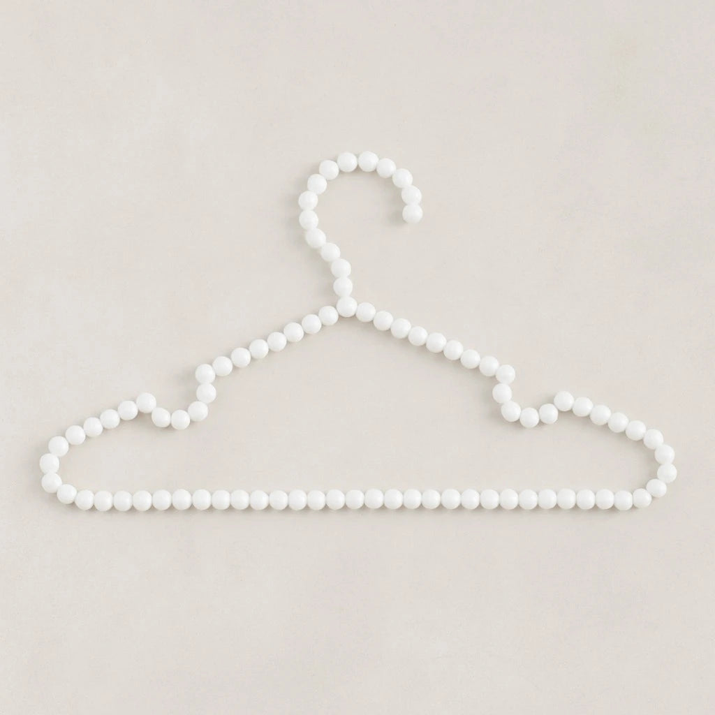 White Beaded Plastic Hanger  40 cm Set of 3