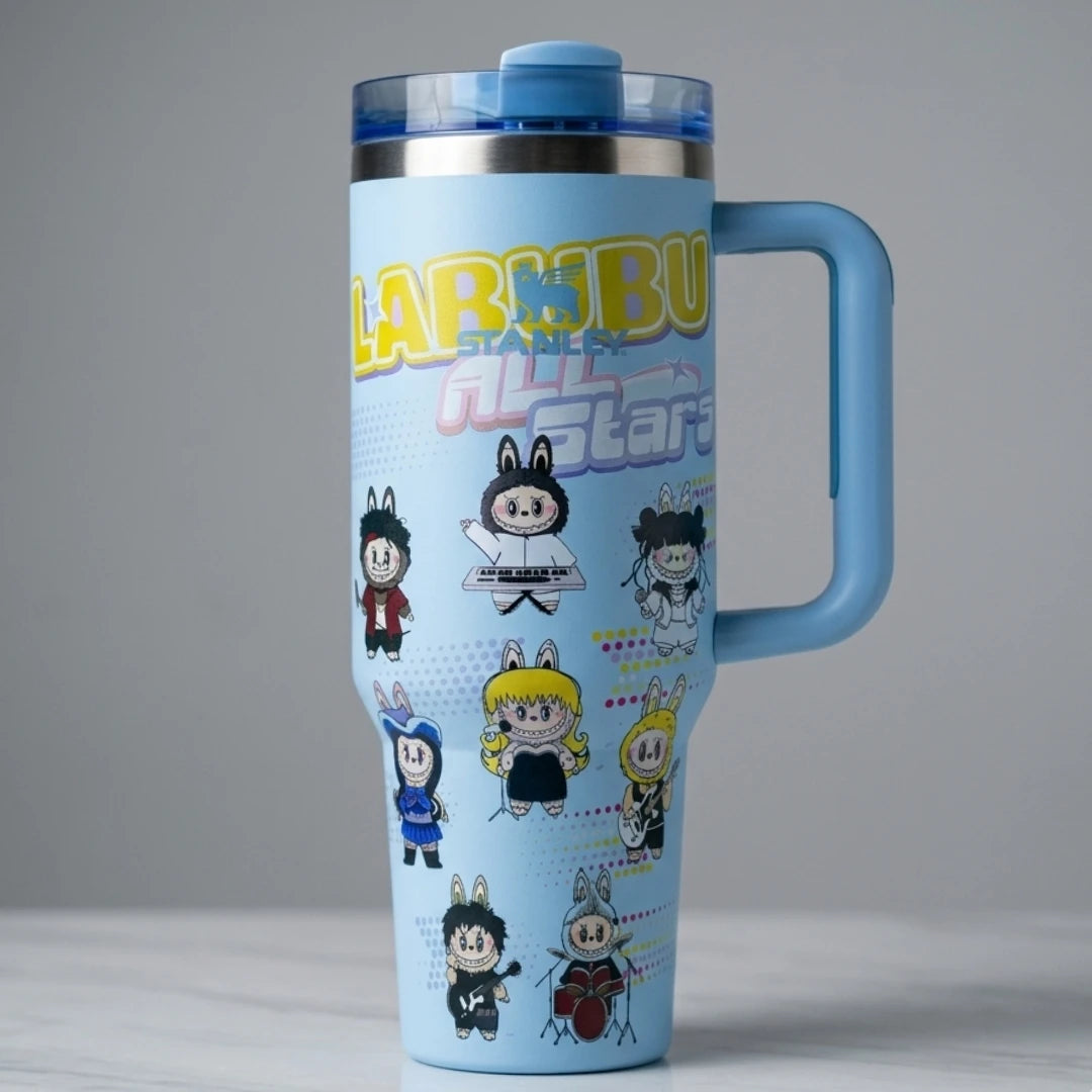 Stitch Labubu Inspired Stanley Stainless Steel Insulated Tumbler Cup With Handle Straw 40 Oz - Image 5
