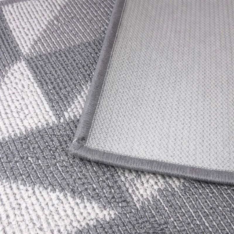Geometric Anti Slip Floor Mat Rug for Entryway & Kitchen  Grey Woven Texture 80 × 50 cm