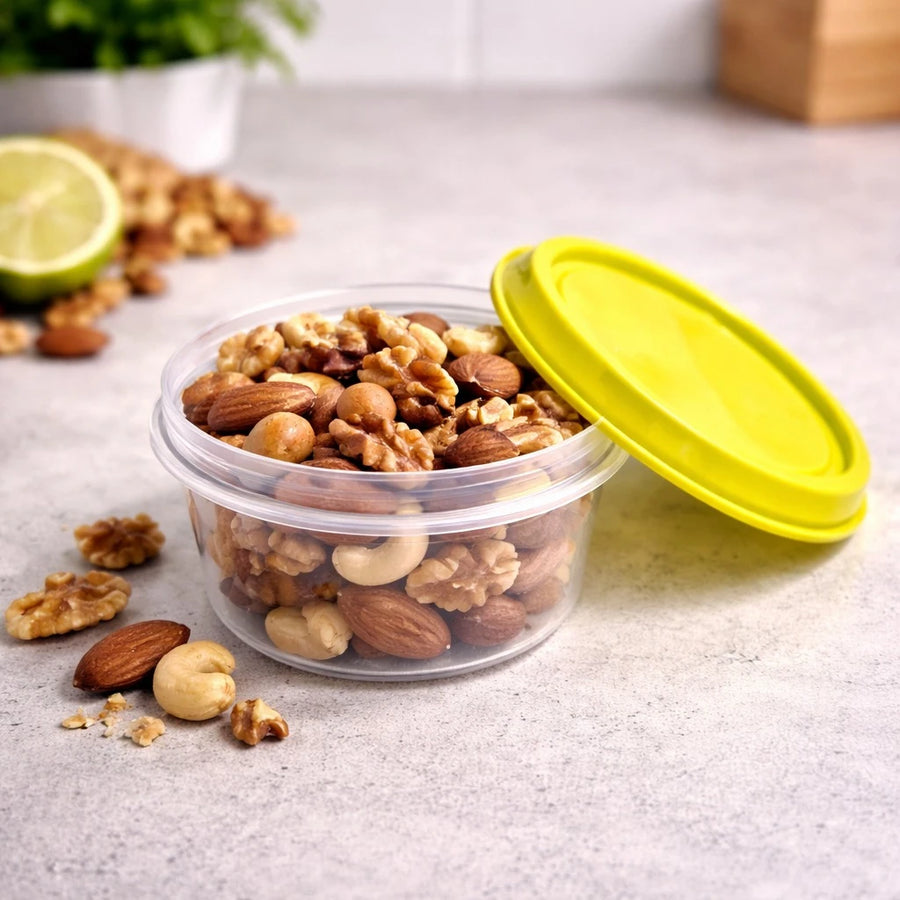 Small Round Food Storage Container 0.4 Liter Airtight Plastic Box Kitchen Snack Organizer Nut Storage Container