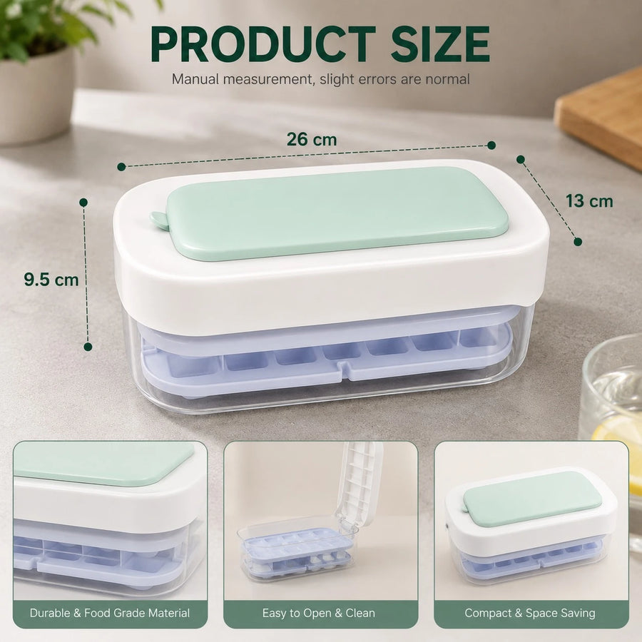 Portable Ice Cube Tray Ice Storage Box With Lid Ice Scoop Food Grade Freezer Ice Maker Container
