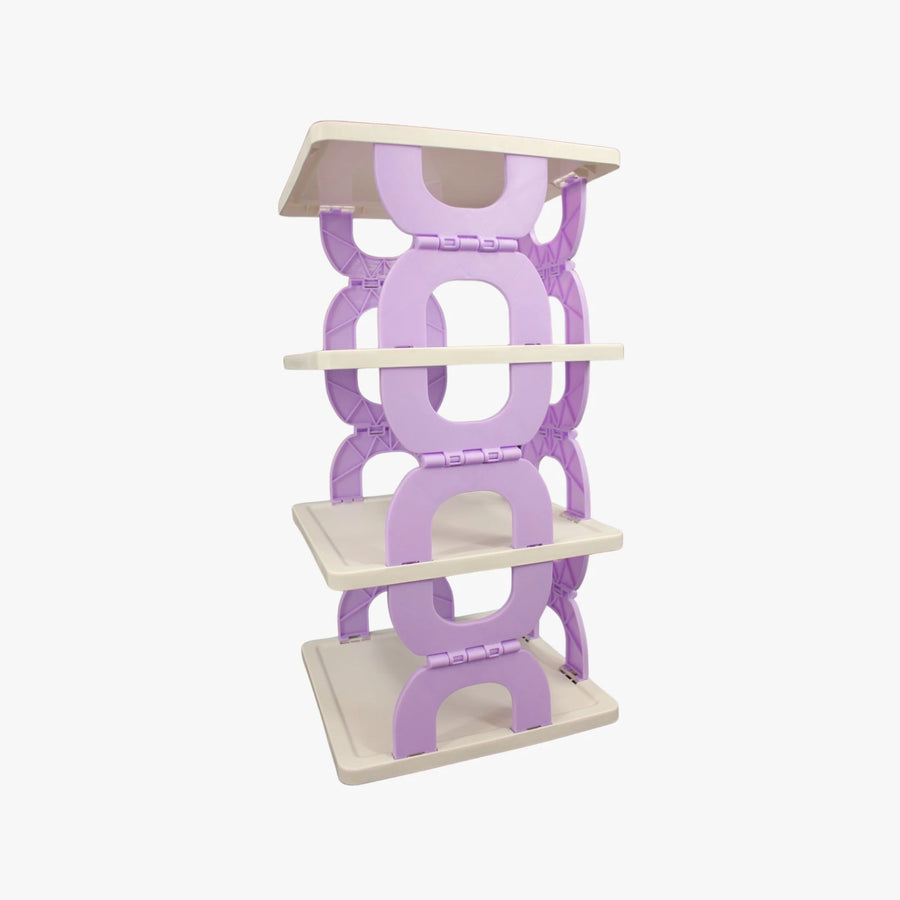 4 Tier Foldable Shoe Rack Space Saving Freestanding Plastic Storage Organizer for Entryway and Closet