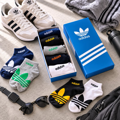 Adidas Low Cut Sports Socks 5 Pair Set Cotton No Show Athletic Socks Breathable Everyday Casual Socks