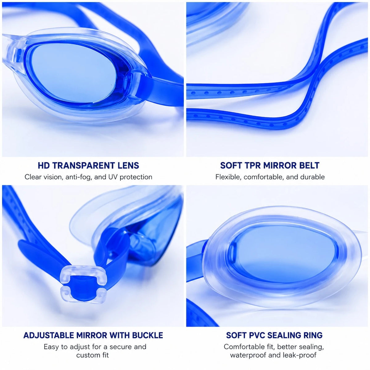 Kids Swimming Goggles Anti Fog UV Protection Adjustable Silicone Swim Goggles - Image 5