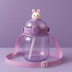 Kids Straw Water Bottle 1300ML with Handle and Stickers Durable Reusable Bottle for School Play and Daily Hydration