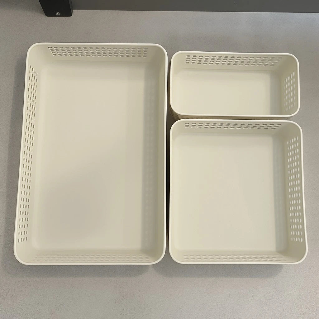 Set of 3 Plastic Drawer Organizer Baskets