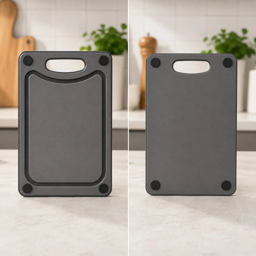 Small Cutting Board Double Sided Non Slip Kitchen Chopping Board BPA Free Dishwasher Safe Gray 30 × 20 cm