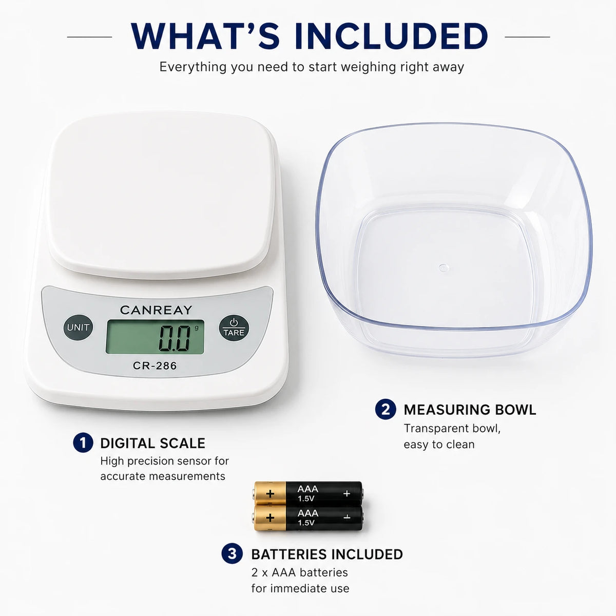 Digital Kitchen Smart Scale Food Weighing Scale LCD Display Kitchen Measuring Scale With Bowl - Image 3