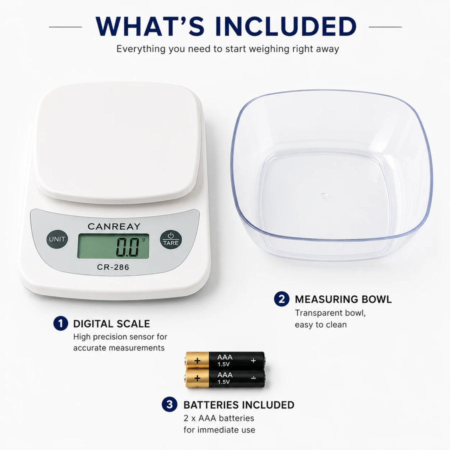 Digital Kitchen Smart Scale Food Weighing Scale LCD Display Kitchen Measuring Scale With Bowl