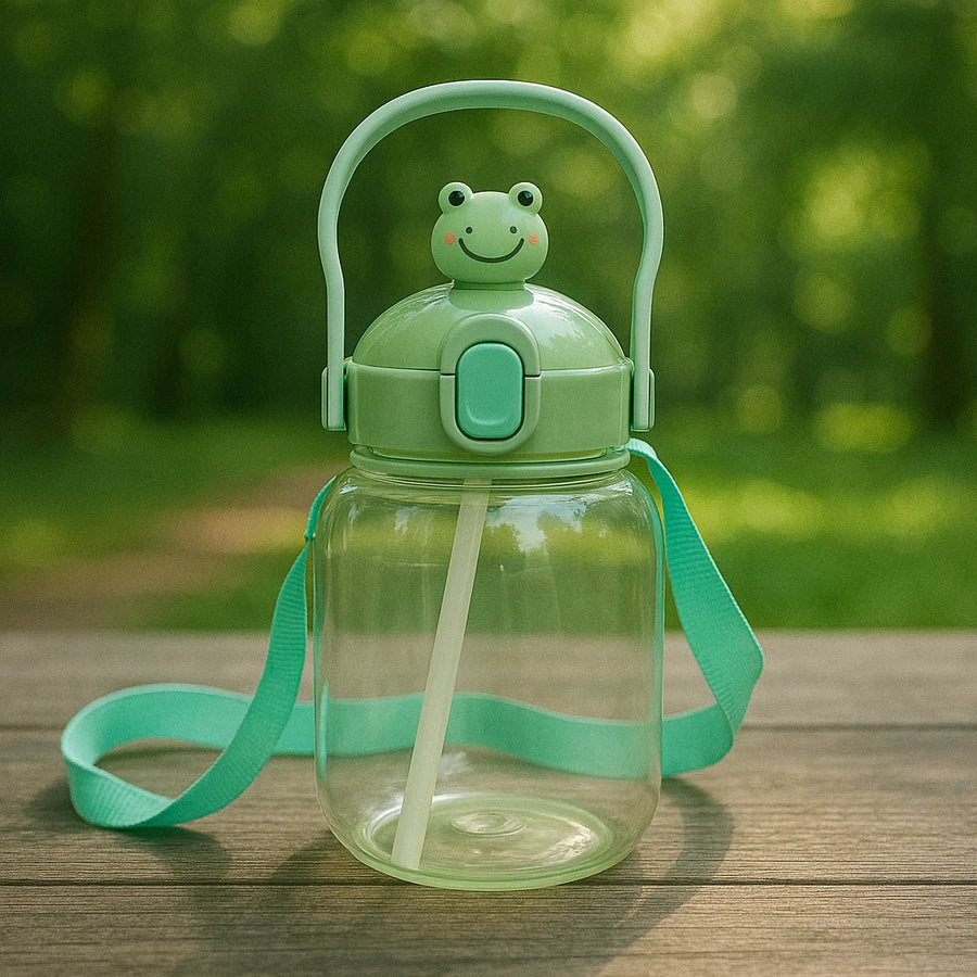 Kids Straw Water Bottle 1300ML with Handle and Stickers Durable Reusable Bottle for School Play and Daily Hydration