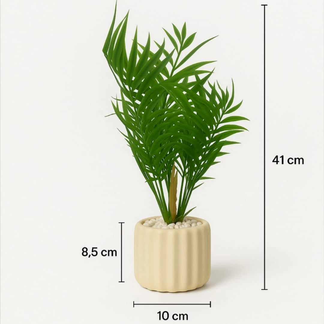 Artificial Parlor Palm Plant in Ribbed Pot- 41cm