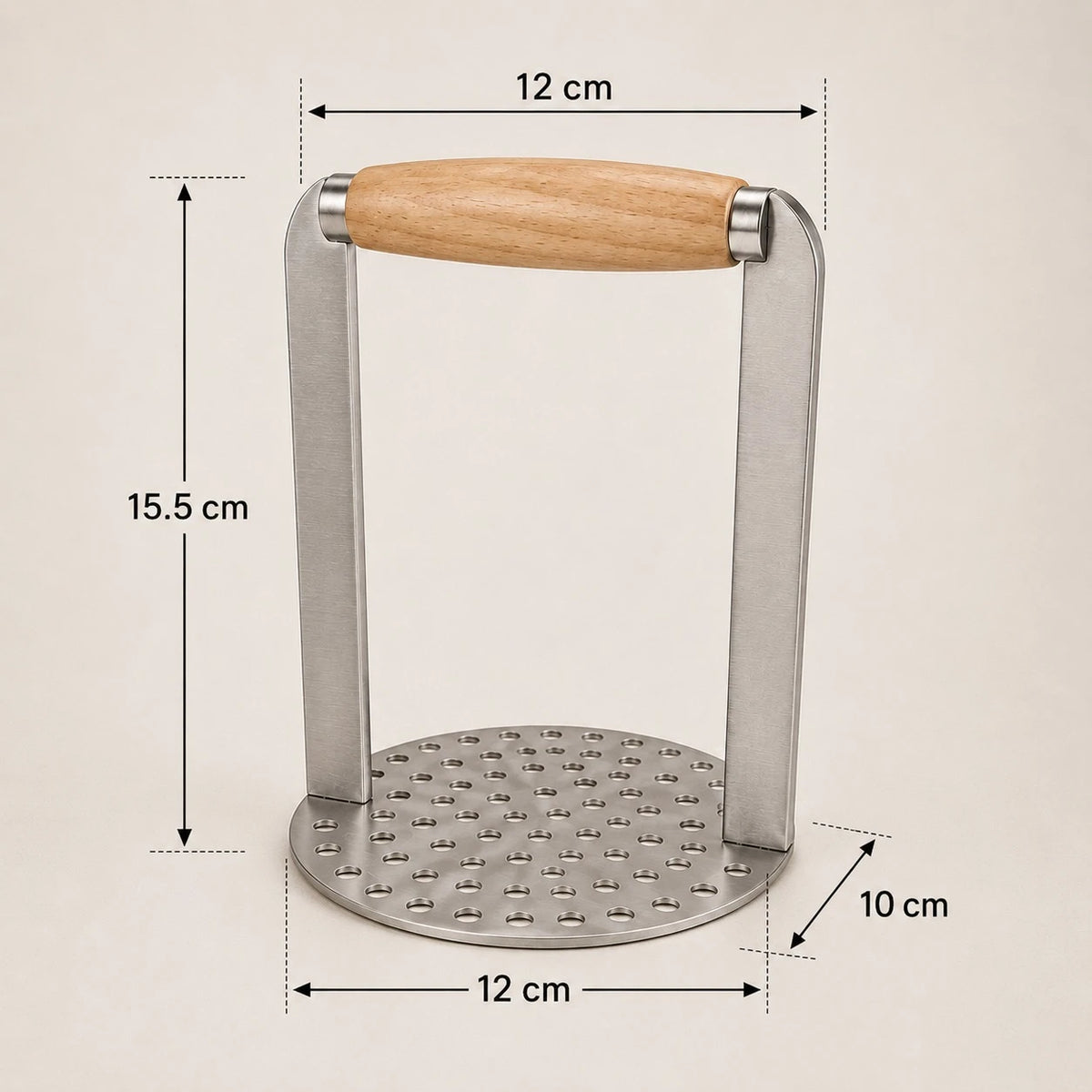 Heavy Duty Stainless Steel Potato Masher Vegetable Fruit Avocado Kitchen Press With Wooden Handle - Image 4