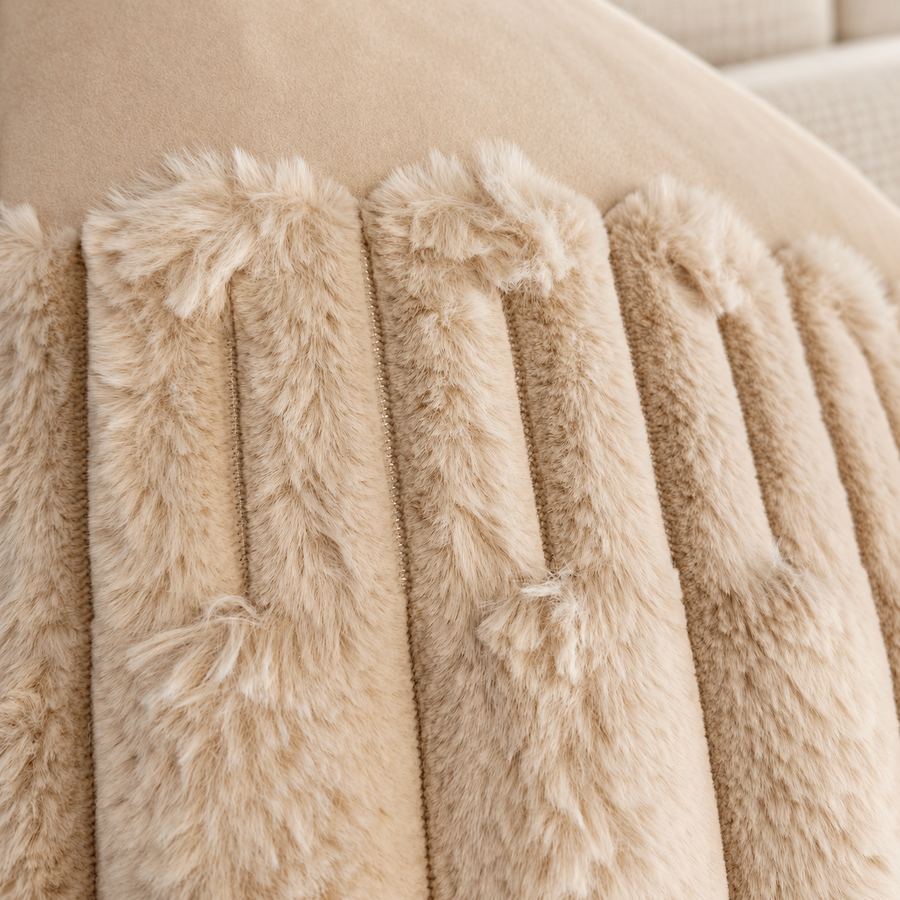 Textured Faux Fur Decorative Cushion with Zipper