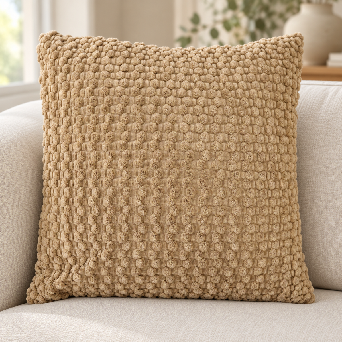 Soft Square Cushion with a Raised Pebble Textured Surface