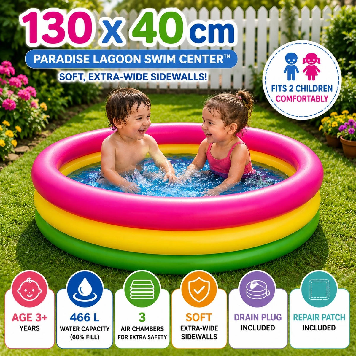 Kids Inflatable Swimming Pool Paradise Lagoon Swim Center Garden Pool Backyard Water Play Pool - Image 1