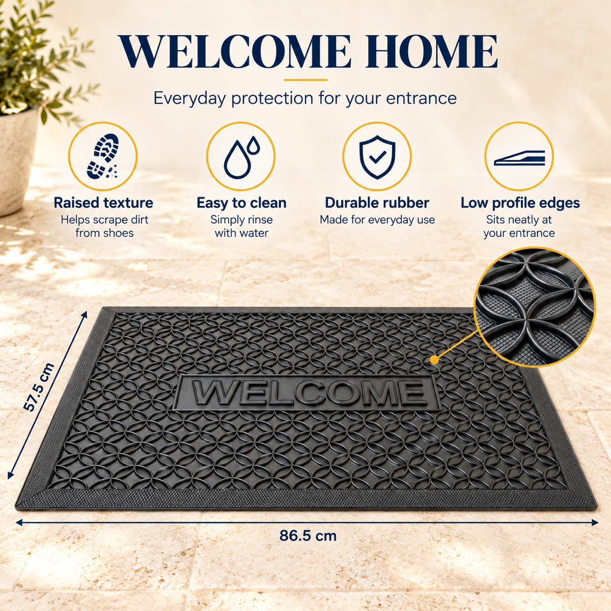 Welcome Rubber Entrance Door Mat