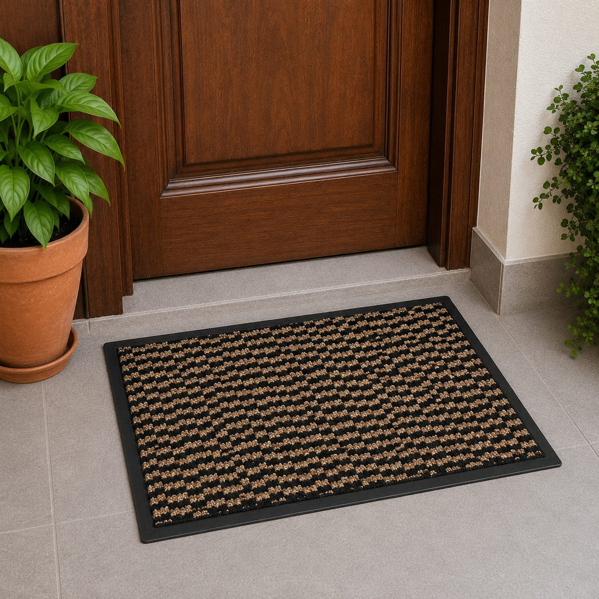 Ribbed Dirt Trapping Entrance Door Mat Non Slip Indoor Outdoor Floor Mat