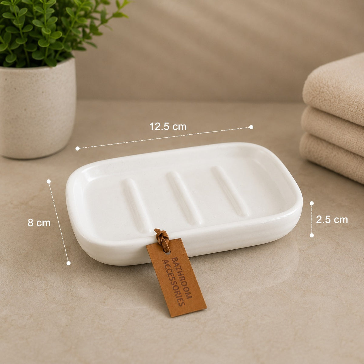 Matte Ribbed Ceramic Bathroom Accessories White Set