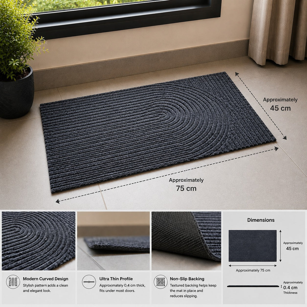 Thin Ribbed Non-Slip Entrance Doormat