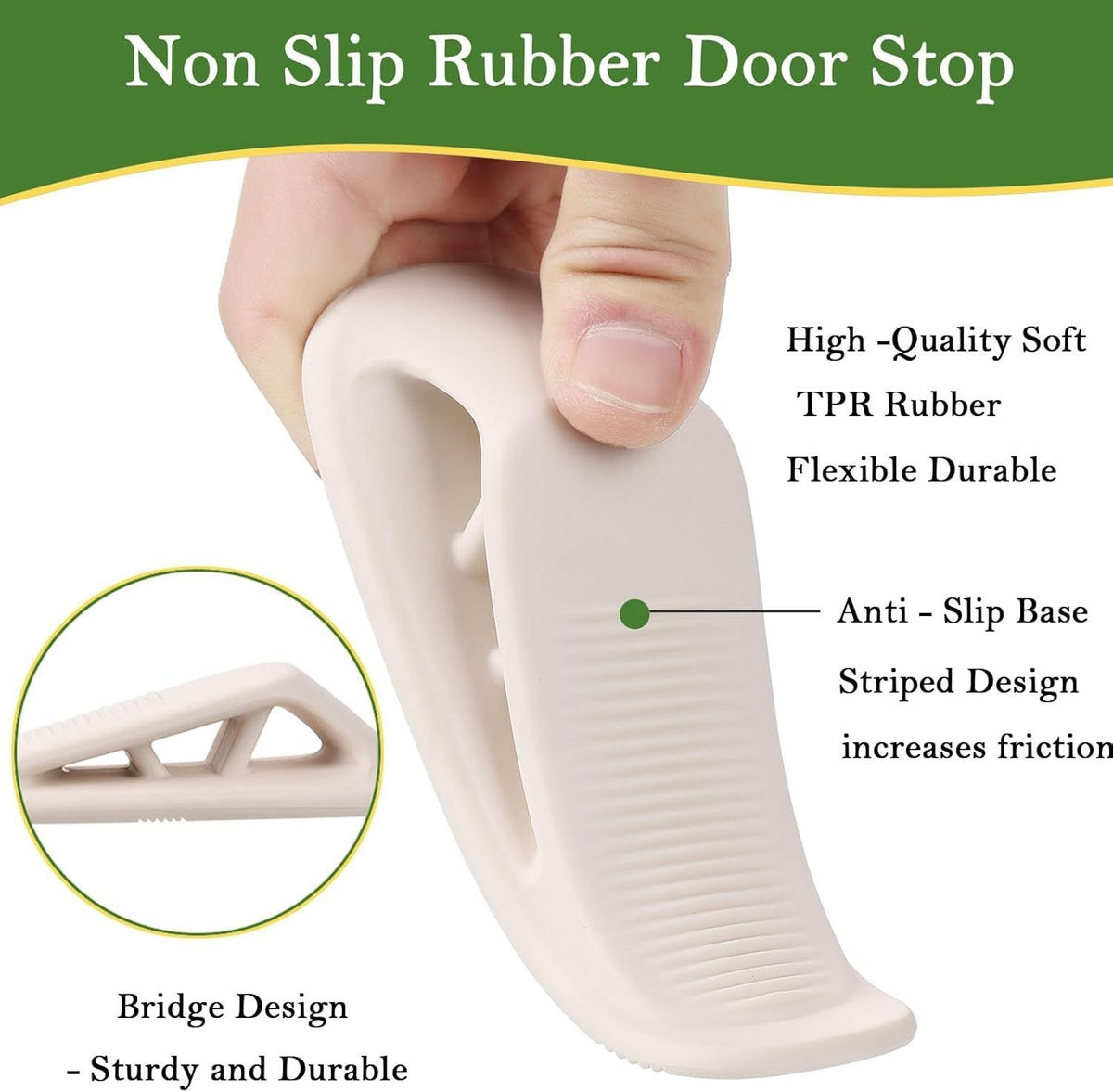 Non Slip TPR Door Stopper Wedge with Adhesive Holder