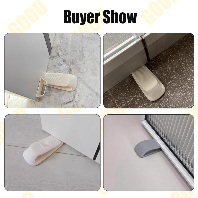 Non Slip TPR Door Stopper Wedge with Adhesive Holder