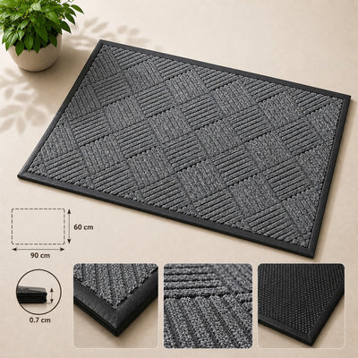 Premium Entrance Doormat with Leather Sides & Non Slip Backing
