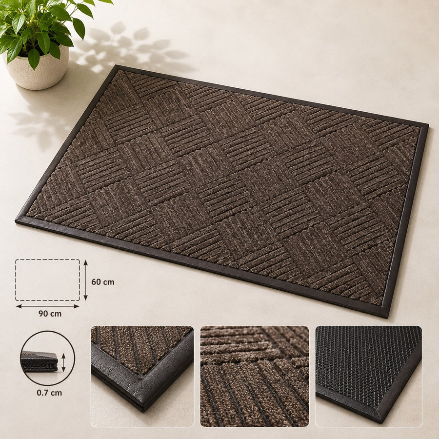 Premium Entrance Doormat with Leather Sides & Non Slip Backing