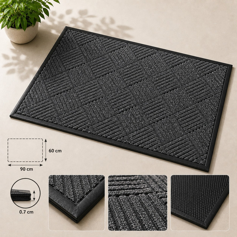 Premium Entrance Doormat with Leather Sides & Non Slip Backing