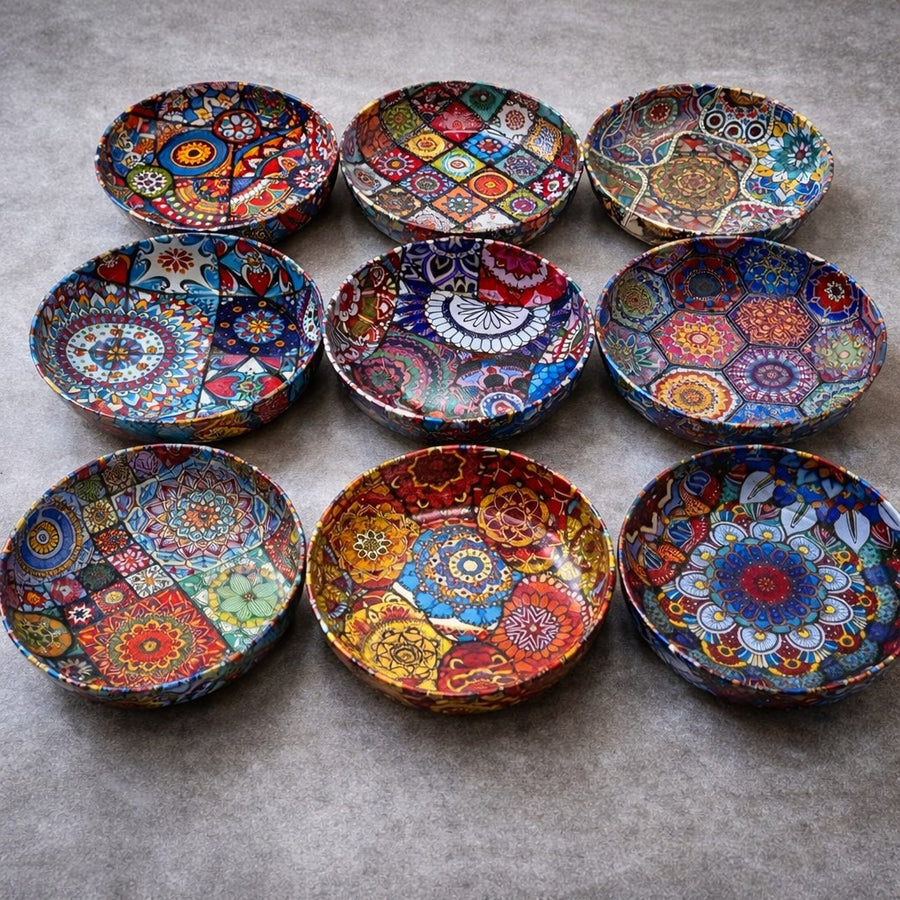 Mandala Round Metal Serving Bowl  11.5 cm