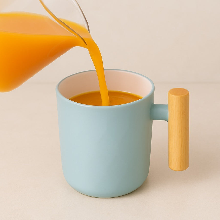 Non Breakable Plastic Mug With Wooden Handle