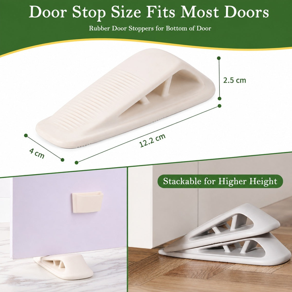 Non Slip TPR Door Stopper Wedge with Adhesive Holder