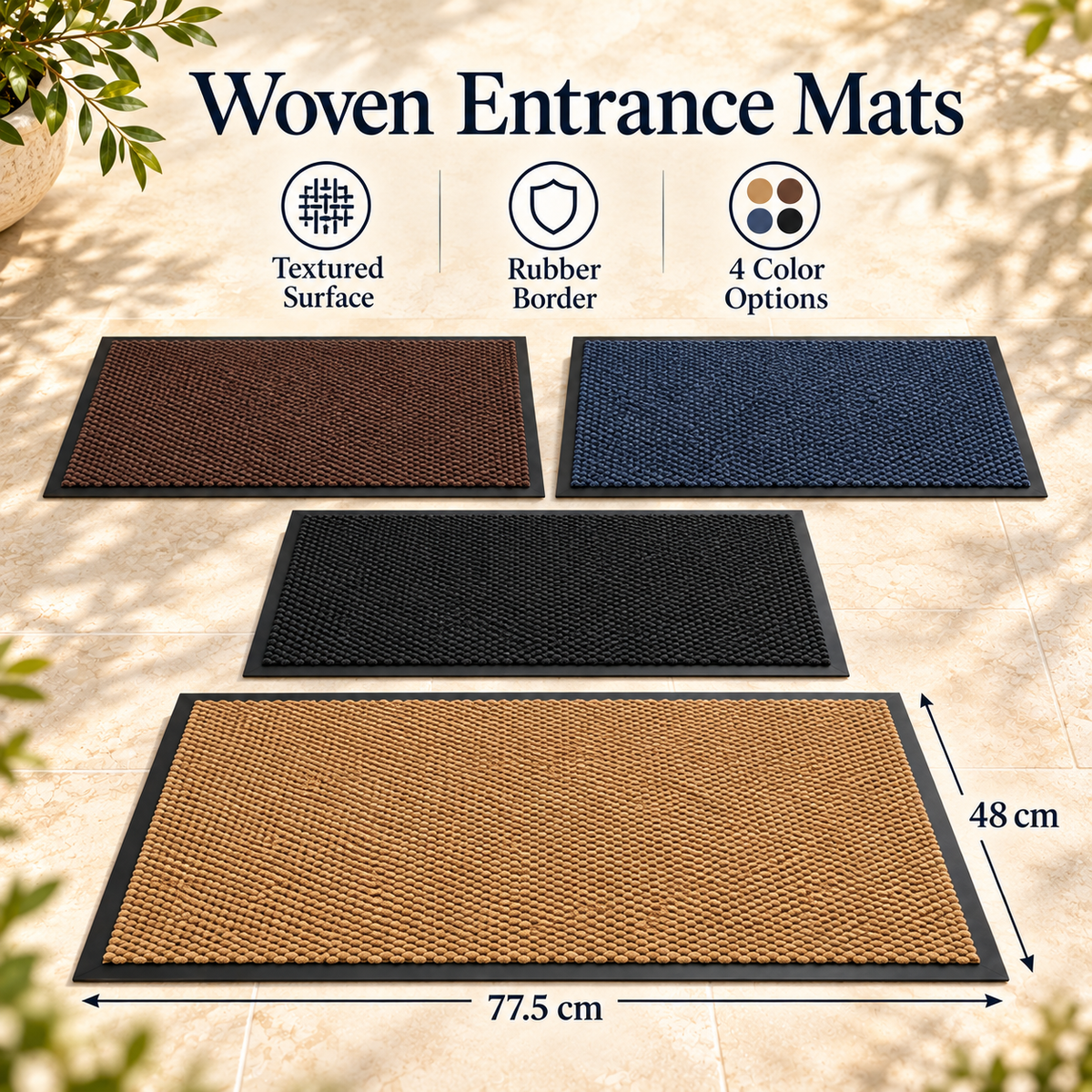 Dust Trapping Floor Mat with Rubber Border
